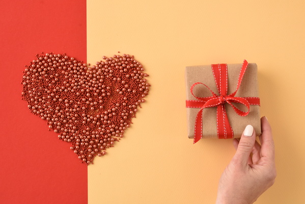 Gift with Bow and Heart of Red Sprinkles